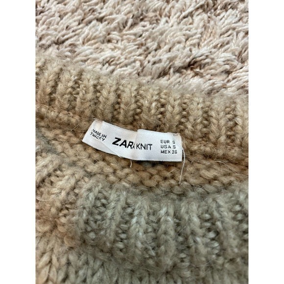 Zara Knit Brown Sweater Blended Fabric Size Small - Picture 6 of 6